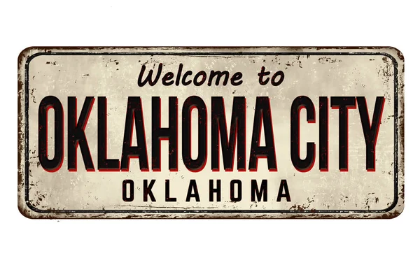 Oklahoma city vintage rostiges Metallschild — Stockvektor