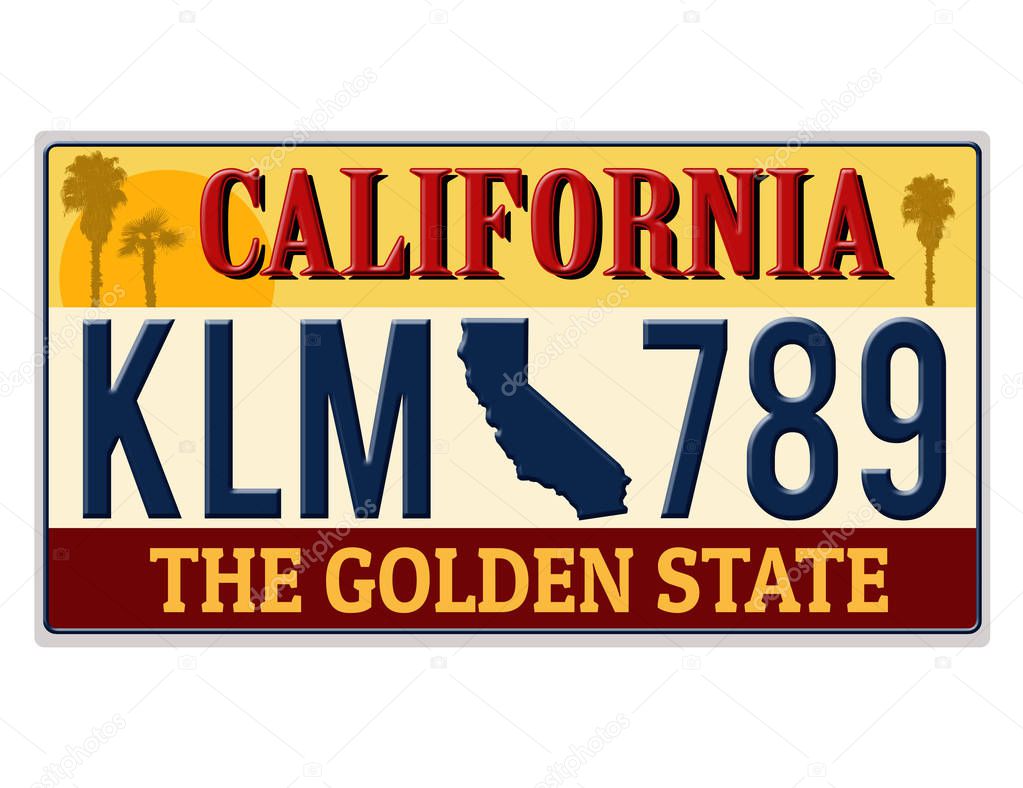 An imitation California license plate