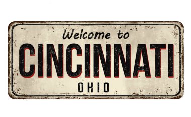 Cincinnati vintage paslı metal işareti hoş geldiniz