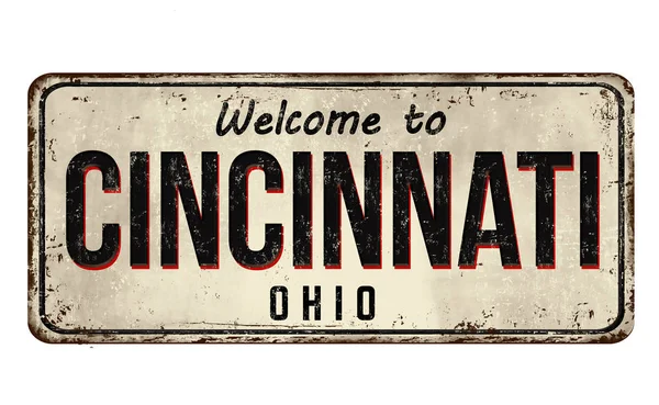 Bienvenue à Cincinnati vintage en métal rouillé signe — Image vectorielle