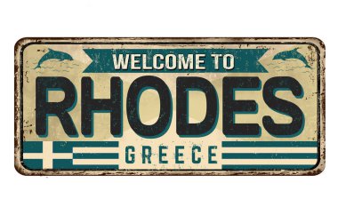 Hoşgeldiniz Rodos vintage paslı metal işareti