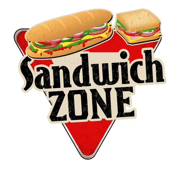 Sandwich zone Vintage roestige metalen teken — Stockvector