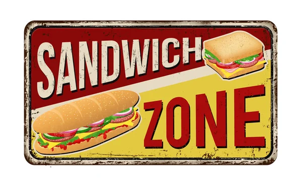 Tanda logam vintage zona sandwich berkarat - Stok Vektor