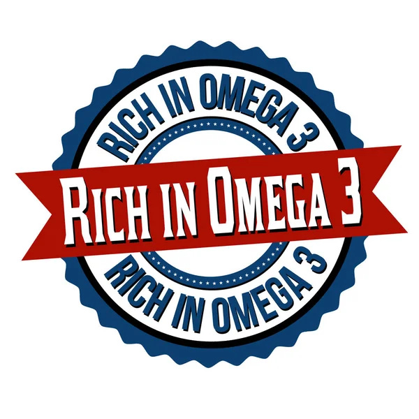 Rich in omega 3 label or sticker — Stock Vector