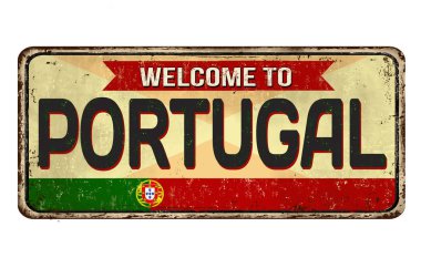 Portekiz vintage paslı metal işareti hoş geldiniz
