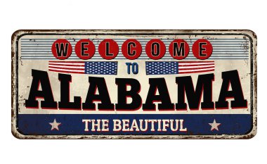 Alabama'ya vintage paslı metal işareti hoş geldiniz.