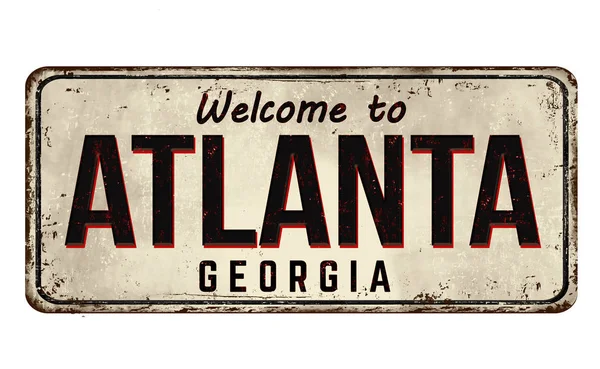 Atlanta vintage paslı metal işareti hoş geldiniz — Stok Vektör