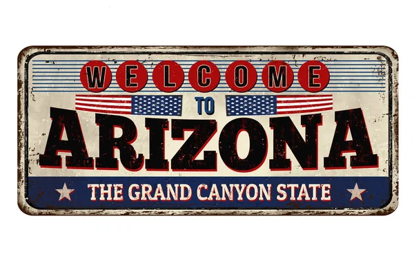 Bienvenido a Arizona vintage cartel de metal oxidado — Vector de stock