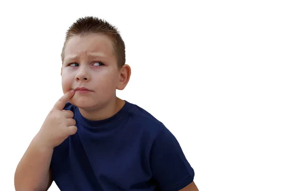 Sad little boy with worried stressed face expression — Stock Photo, Image