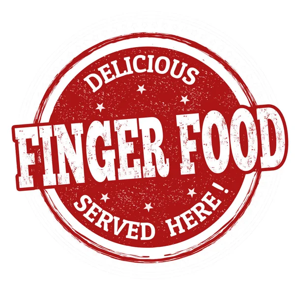 Delicioso signo o sello de comida para los dedos — Vector de stock