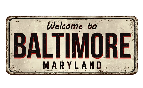 Witamy w Baltimore rocznika zardzewiałe metalowe znak — Wektor stockowy