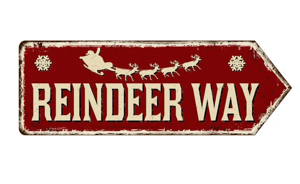 Reindeer way vintage rusty metal sign — ストックベクタ