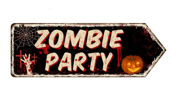 Zombie party vintage rezavá cedule — Stockový vektor