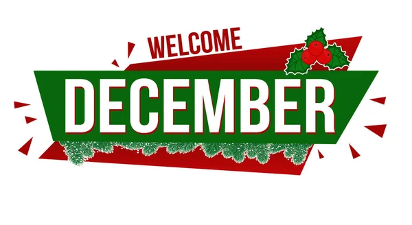 Benvenuto dicembre banner design — Vettoriale Stock