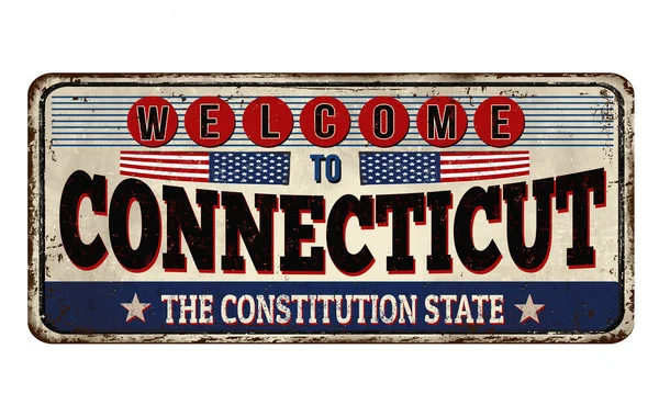 Bienvenue à Connecticut vintage rouillé signe métallique — Image vectorielle