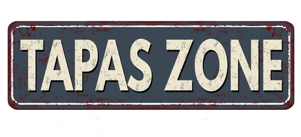 Tapas zone vintage roestig metalen bord — Stockvector