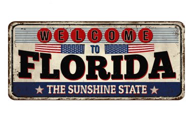 Florida vintage paslı metal işareti için hoş geldiniz