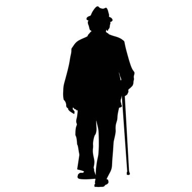 Sopalı yaşlı adam silueti 