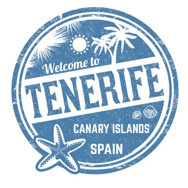 Beyaz arkaplanda Tenerife grunge kauçuk damgası, vektör illüstrasyonuna hoş geldiniz