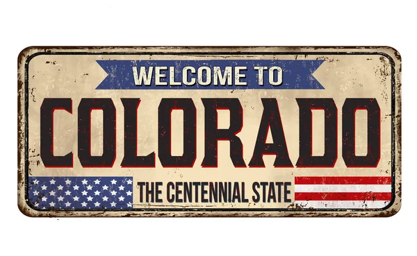 Witamy Colorado Vintage Zardzewiały Znak Metalu Białym Tle Wektor Ilustracji — Wektor stockowy