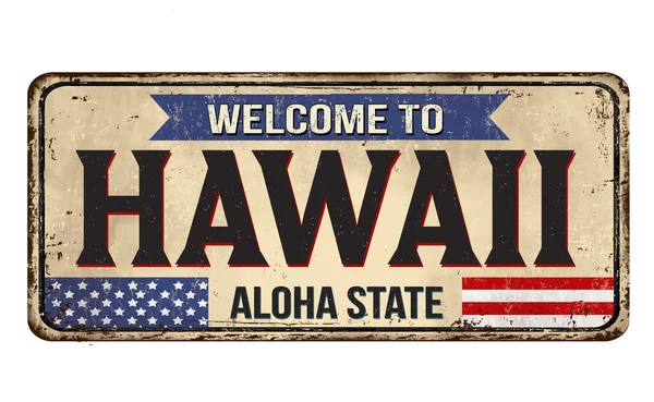 Welcome Hawaii Vintage Rusty Metal Sign White Background Vector Illustration — Stock Vector