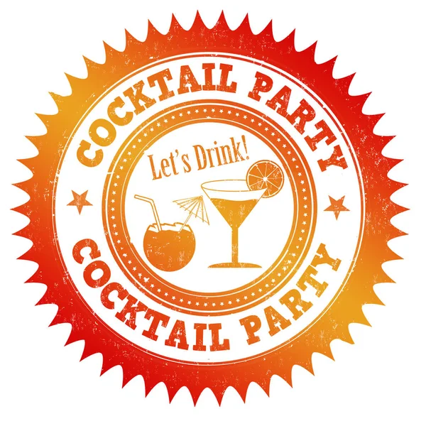 Cocktail Party Grunge Rubber Stamp White Background Vector Illustration — Stock Vector