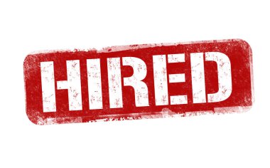 Beyaz arka planda işe alınan grunge kauçuk damgası, vektör illüstrasyonu