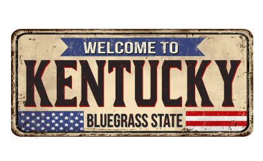 Kentucky vintage paslı metal işareti beyaz bir arka plan üzerinde hoş geldiniz, illüstrasyon vektör