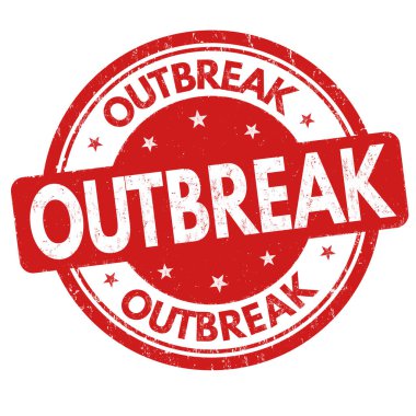 Beyaz arkaplanda salgın işareti veya pul, vektör illüstrasyonu