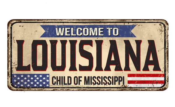 Willkommen Bei Louisiana Vintage Rostiges Metallschild Auf Weißem Hintergrund Vektorillustration — Stockvektor