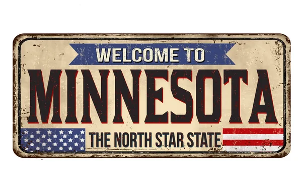 Willkommen Bei Minnesota Vintage Rostiges Metallschild Auf Weißem Hintergrund Vektorillustration — Stockvektor