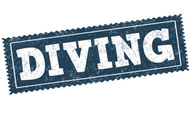 Beyaz arkaplanda dalış işareti veya pul, vektör illüstrasyonu