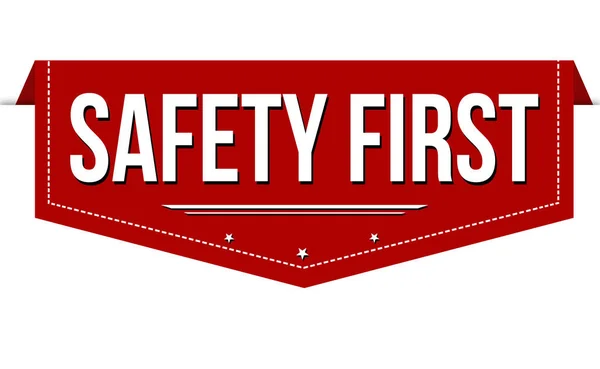 Safety First Banner Design Auf Weißem Hintergrund Vektorillustration — Stockvektor