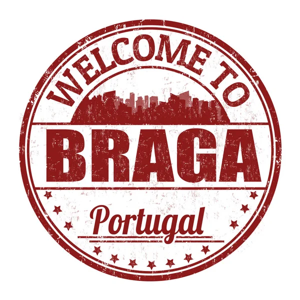 Willkommen Bei Braga Grunge Stempel Auf Weißem Hintergrund Vektorillustration — Stockvektor
