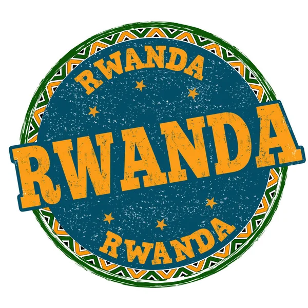 白い背景にルワンダのグランジゴムスタンプ ベクトルイラスト — ストックベクタ