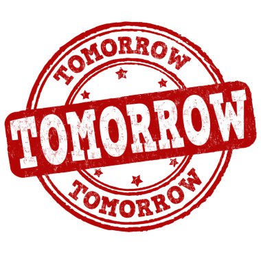 Yarın beyaz arka planda kauçuk damga, vektör illüstrasyon