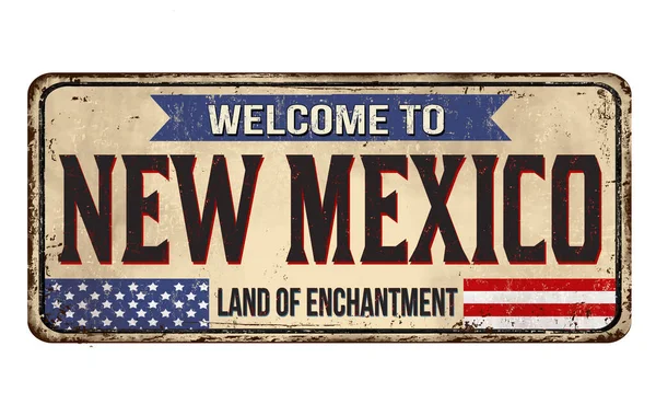 Welcome New Mexico Vintage Rusty Metal Sign White Background Vector — Stock Vector