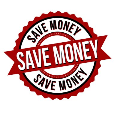 Para etiketini veya pulu beyaz arkaplan, vektör illüstrasyonunu kaydet