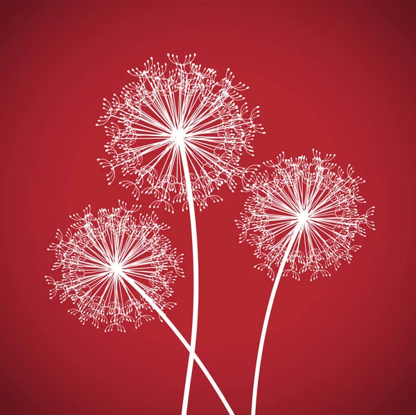 Red Dandelion Set — Stock Vector