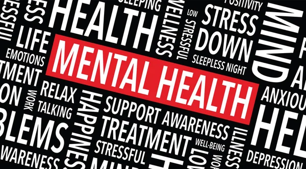 Latar Belakang Kata Kesehatan Mental - Stok Vektor