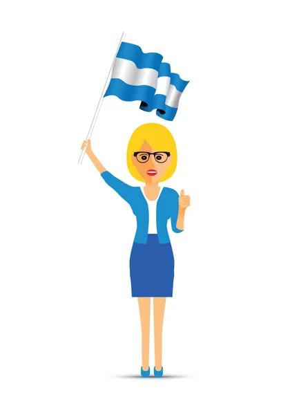 Vrouw Een Argentinië Vlag Zwaaien — Stockvector