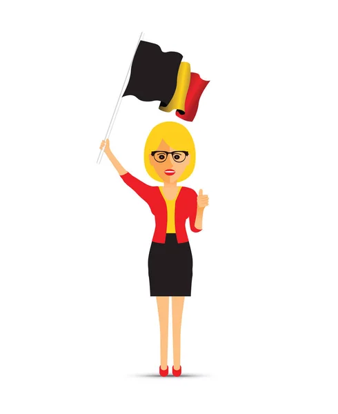 Frau Schwenkt Belgische Flagge — Stockvektor