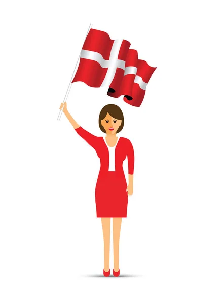 Denmark Flag Waving Woman — Stock Vector