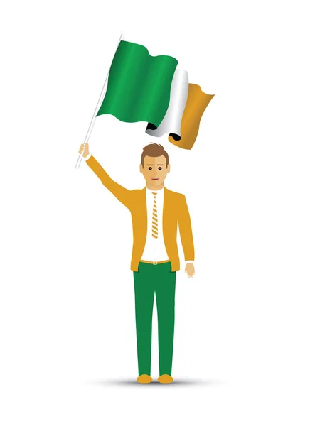 Irlanda Bandera Ondeando Hombre — Archivo Imágenes Vectoriales