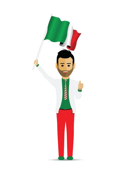 Italy Flag Waving Man — Stock Vector