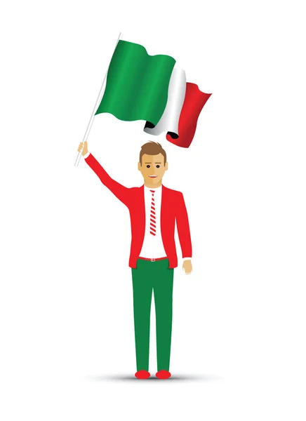 Italia Bandera Ondeando Hombre — Archivo Imágenes Vectoriales