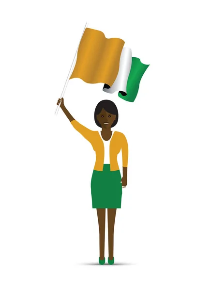 Drapeau Côte Ivoire Agitant Femme — Image vectorielle