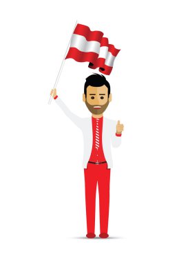 Avusturya bayrağı sallayarak adam