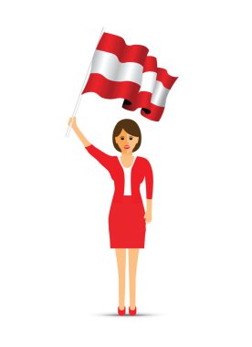 Avusturya bayrağı sallayarak kadın