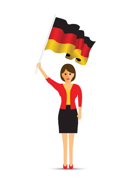 Deutsche Fahne Schwenkende Frau — Stockvektor